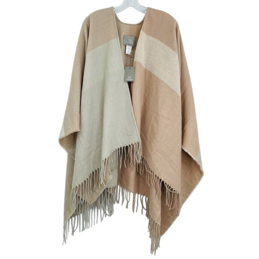 New Soia & Kyo‎ Poncho Woven Scarfigan with Fringe in Quartz Womens One Size
